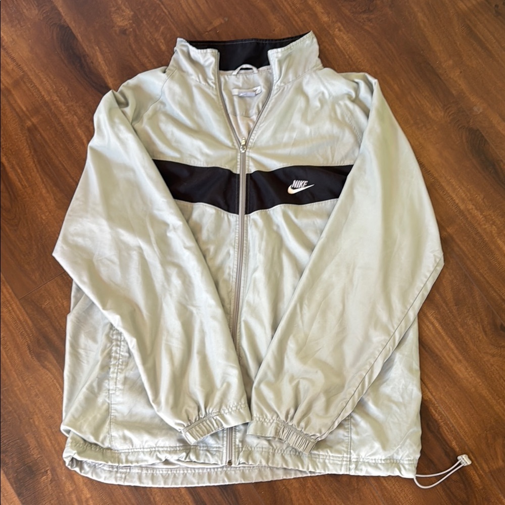 Nike Men’s Track Jacket Gray Black Swoosh Full Zip